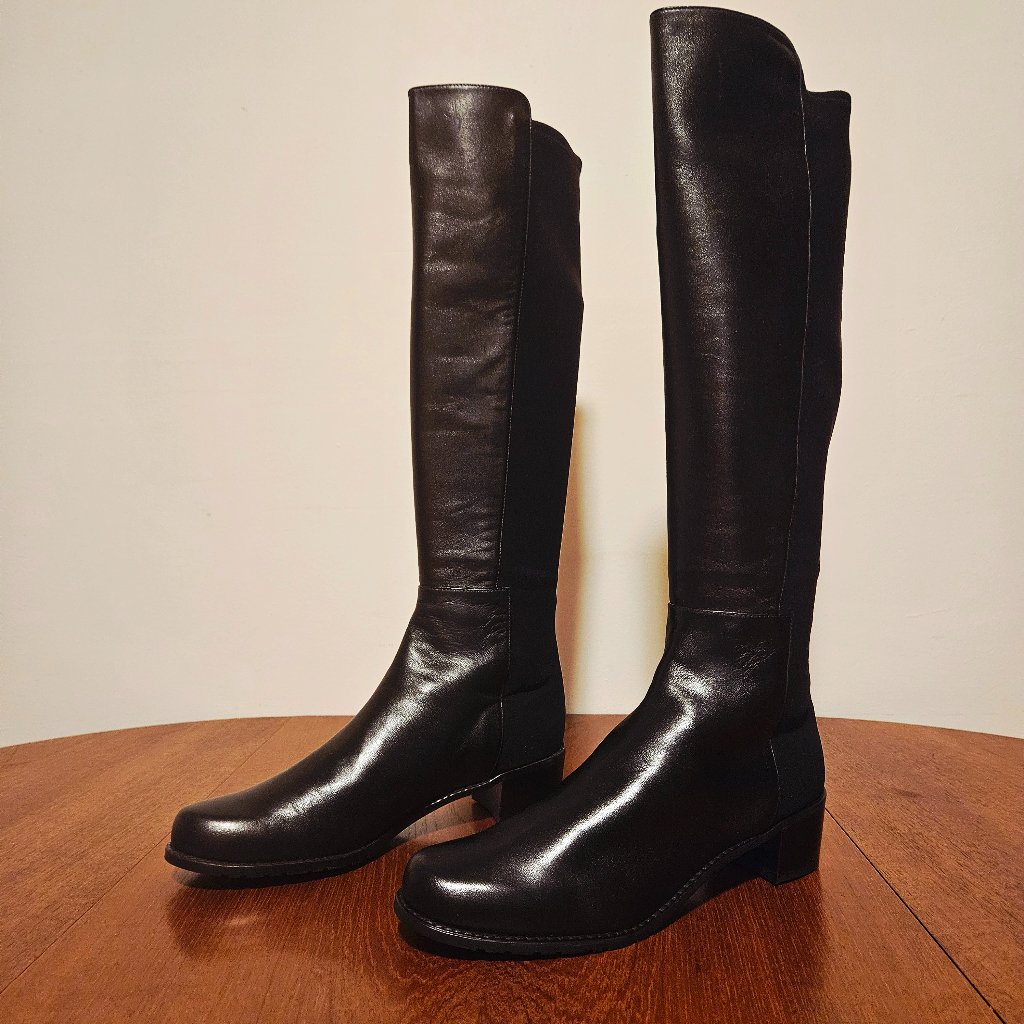 Stuart Weitzman Halfback 5050 Leather Boot MidHeel Brand New